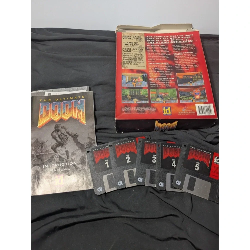 The Ultimate Doom (PC, 1995) Big Box, Windows 95 CD-Rom (No Poster)